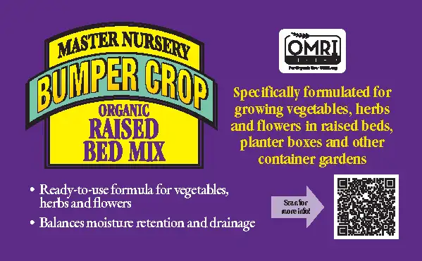 BUMPER CROP  Raised Bed Mix Shelf Talker 5" × 3" - 0.125" bleed
